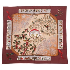 Hermes Brown "Neige d"Antan" Silk Scarf