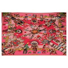 Hermès "Kachinas" Pleated Silk Scarf NIB