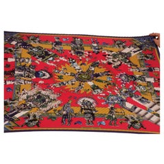 Hermès "Kachinas" Pleated Red Scarf NIB