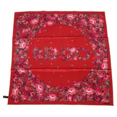 Kenzo Floral Silk Scarf Red New