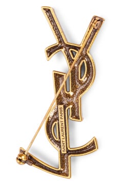 Yves Saint Laurent Logo Gold Brooch