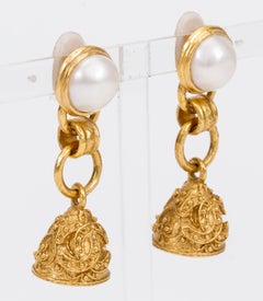 Chanel Pearl & Bell Florentine Earrings
