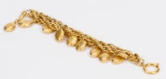 1970's Chanel Triple Strand Gold Nugget Charm Bracelet