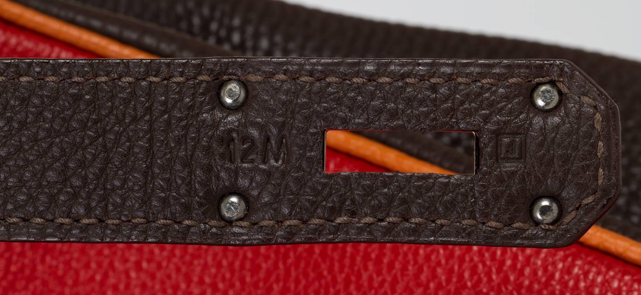 Red Hermès Custom Order Tricolor Birkin Hac 40 Bag