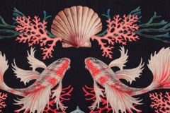 McQueen New Black Sealife Wool Shawl