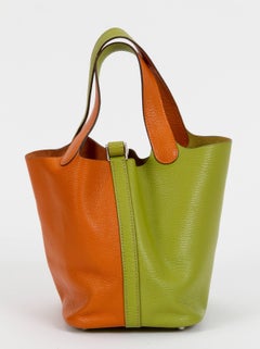 Hermès Orange & Green Chevre Picotin Bag