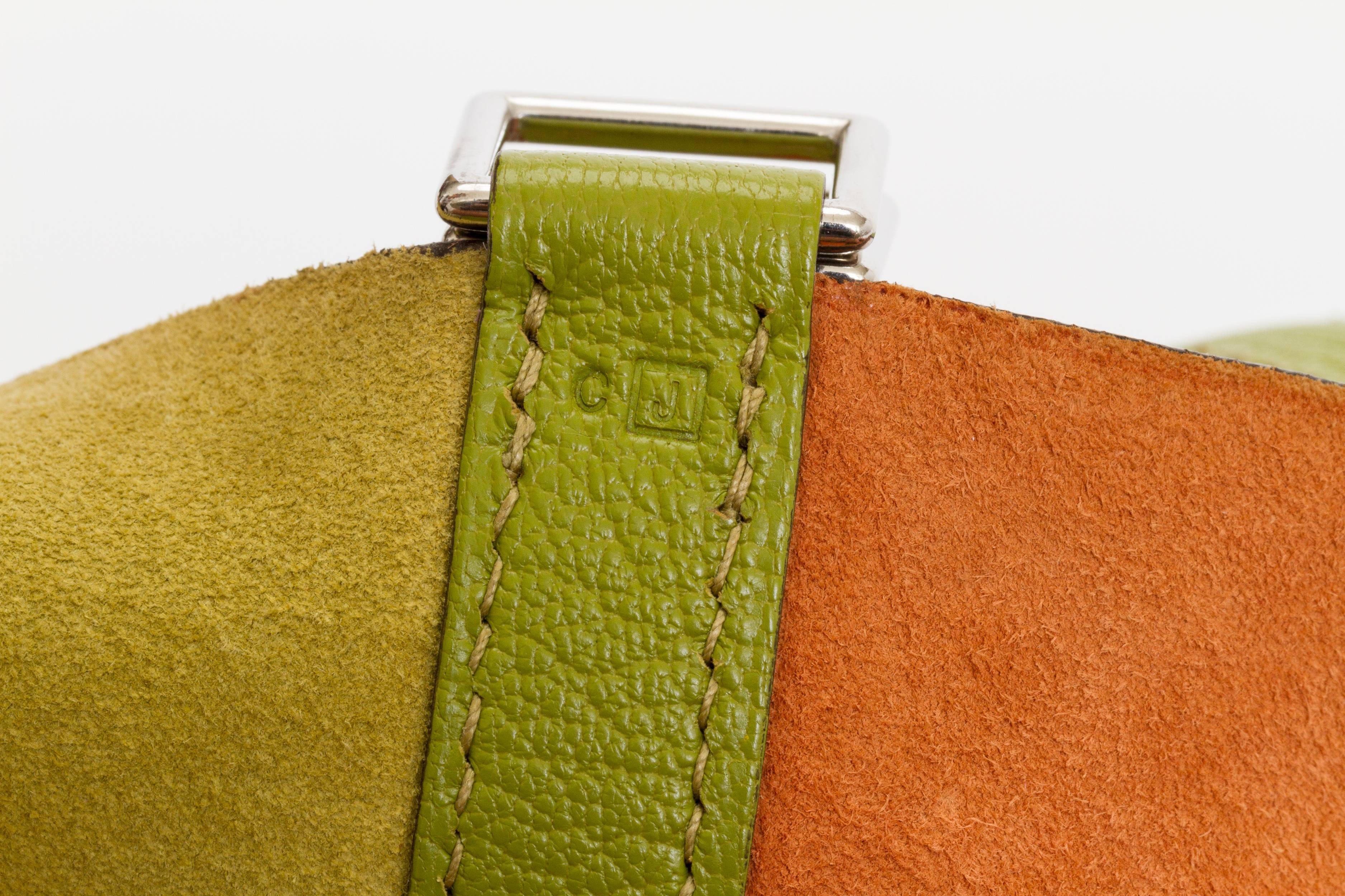Brown Hermès Orange & Green Chevre Picotin Bag