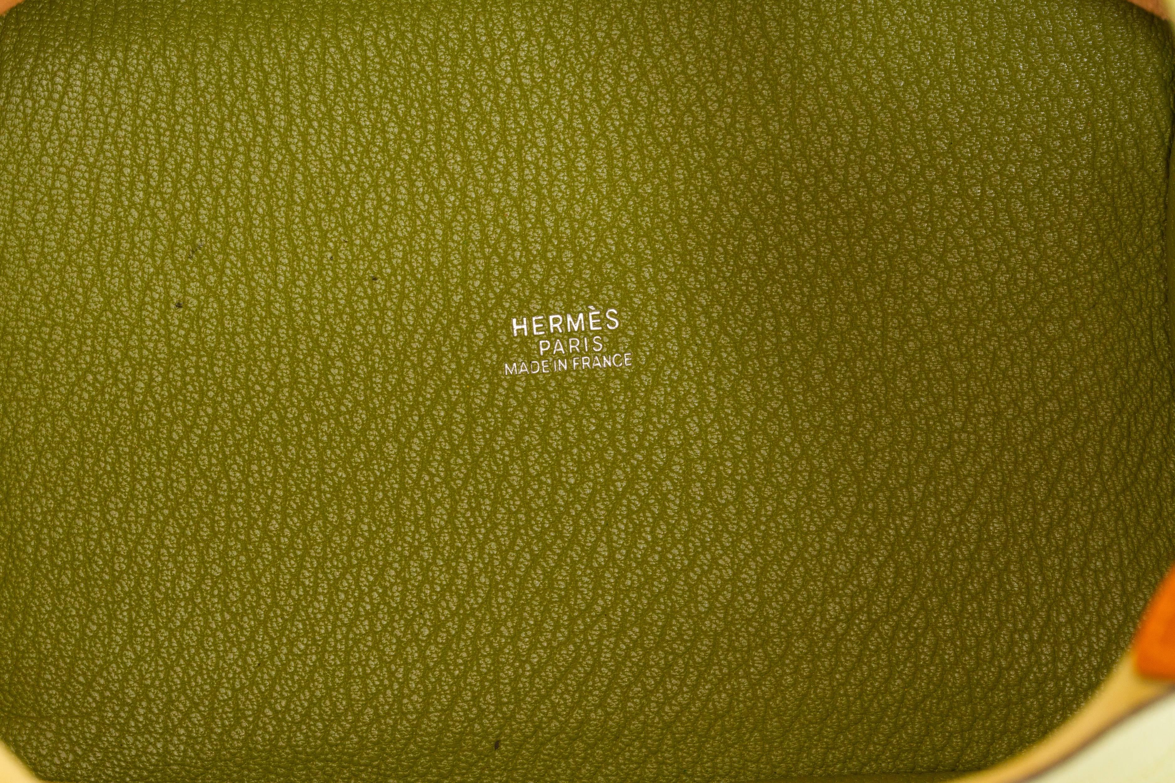 Hermès Orange & Green Chevre Picotin Bag In Excellent Condition In West Hollywood, CA