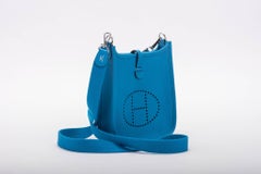 New in Box Hermes Mini Evelyne Blue Zanzibar Bag