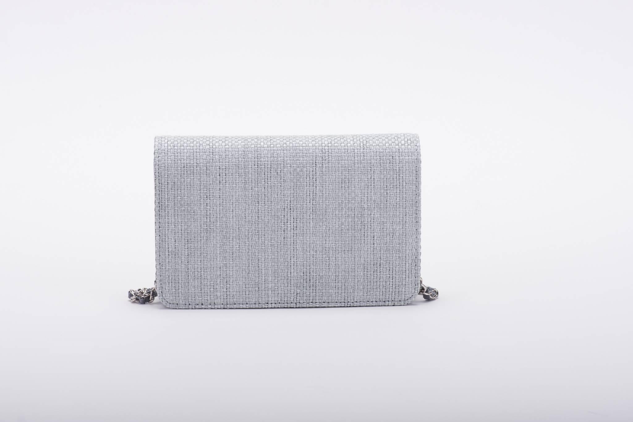 Gray New in Box Chanel Grey Linen Cross Body Bag