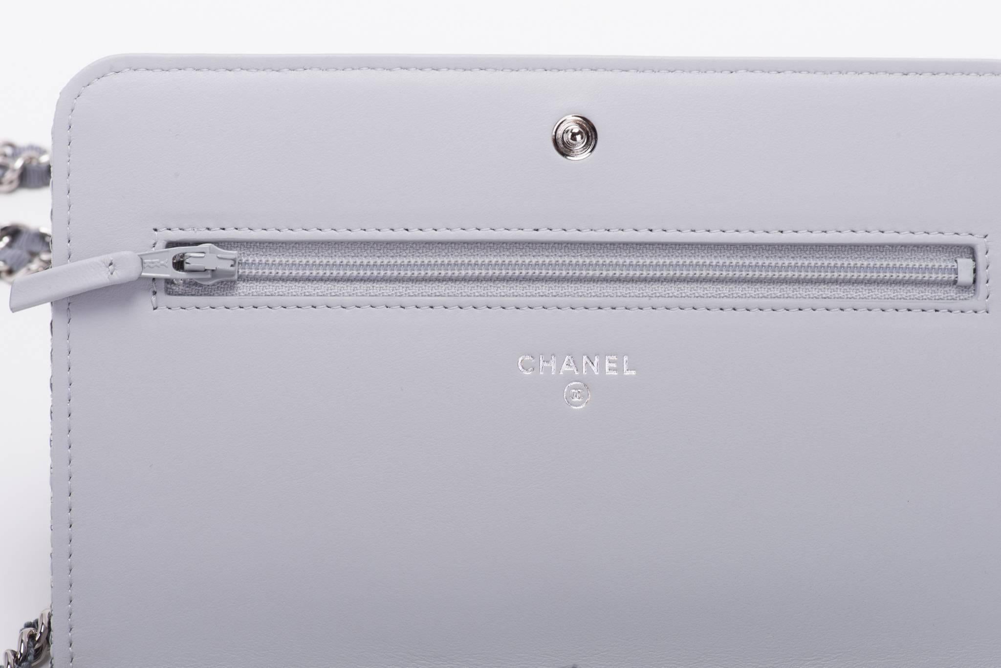 Women's New in Box Chanel Grey Linen Cross Body Bag