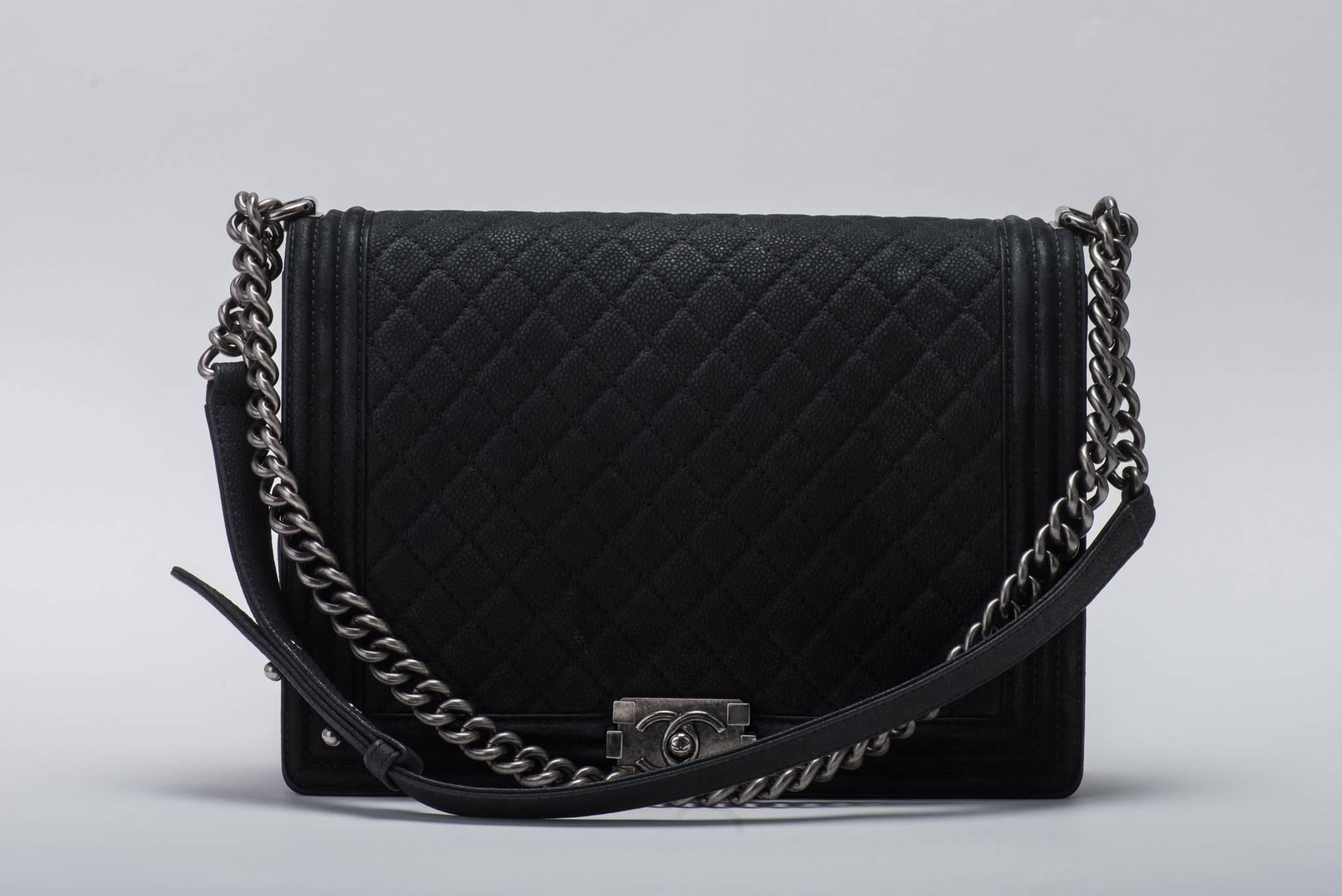 Chanel new in box jumbo matte caviar leather boy bag. Shoulder drop 12/20