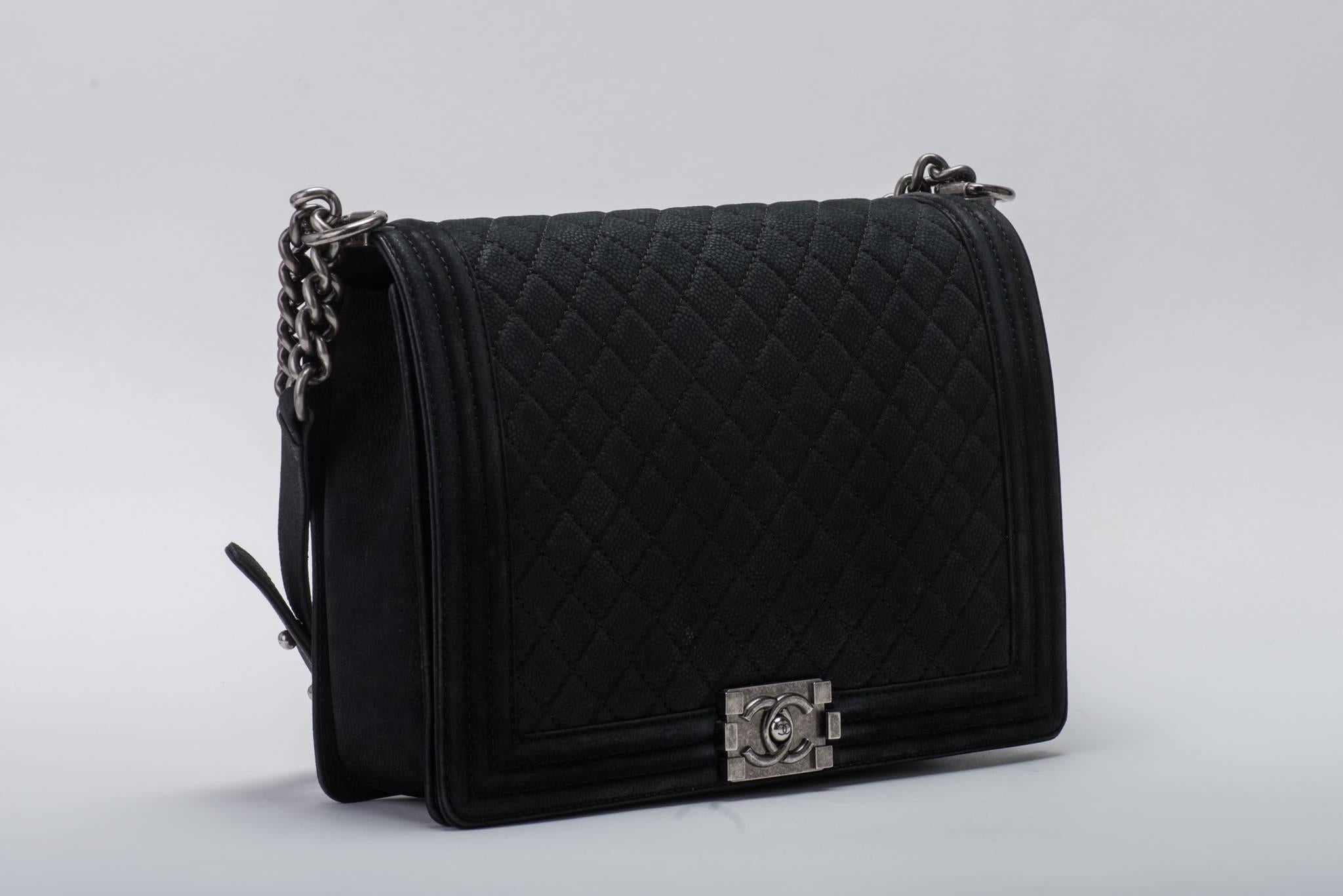 Black New in Box Chanel Matte Caviar Jumbo Boy Bag