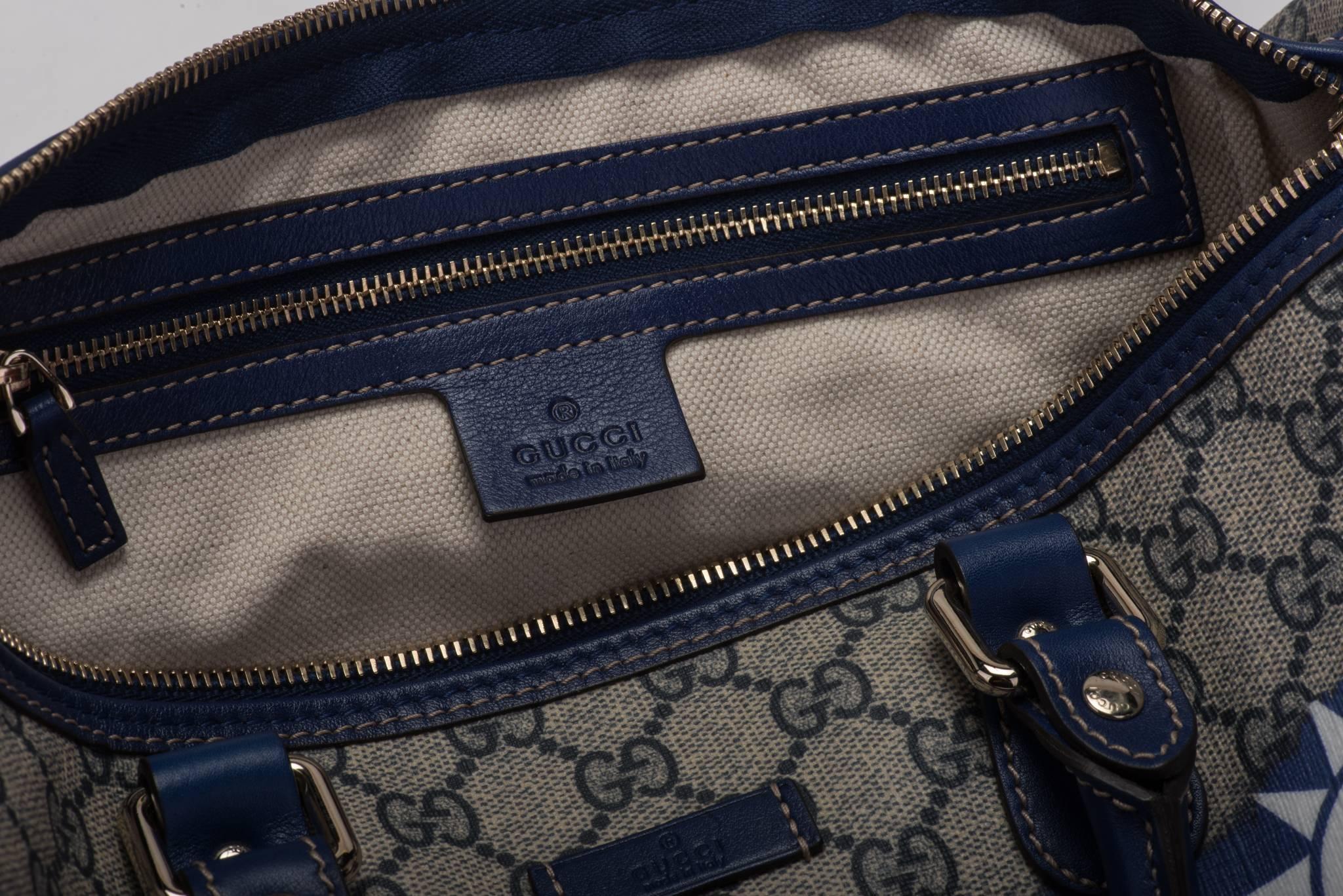 Women's Gucci Limited Edition Guccissima Blue Boston Bag