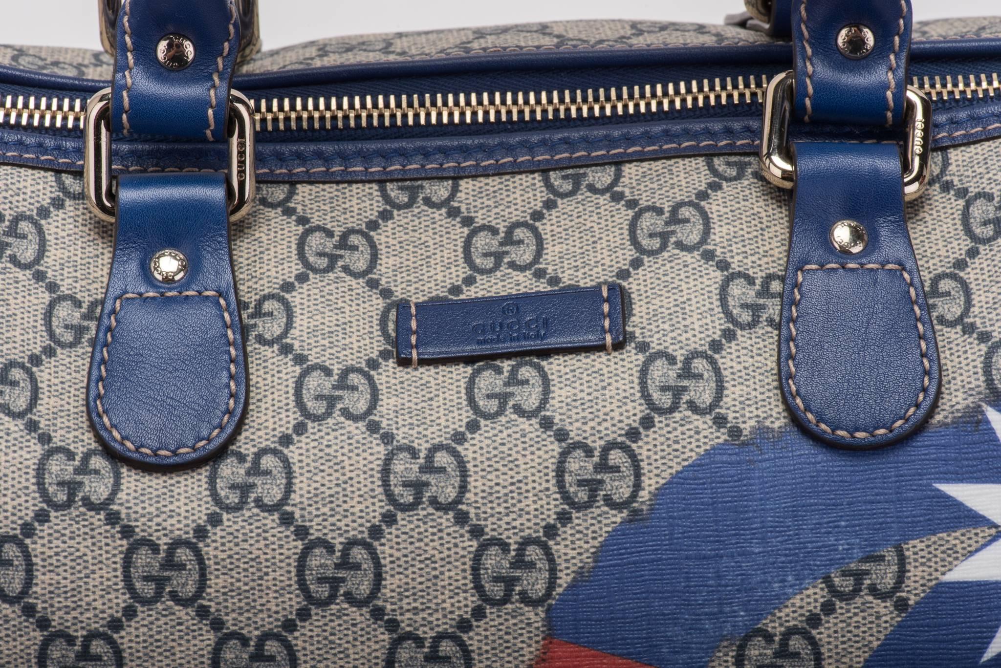 Gucci Limited Edition Guccissima Blue Boston Bag 1