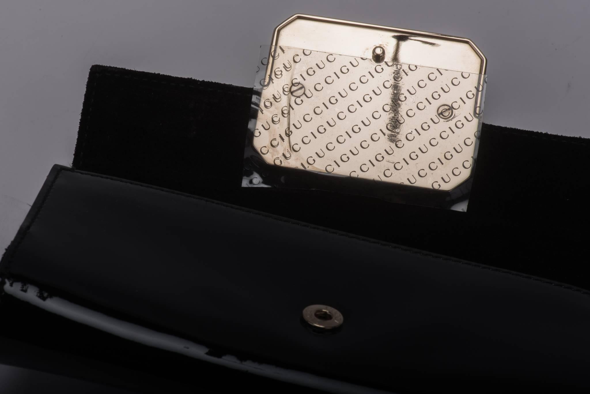 New Gucci Black Patent Jewel Clutch 1