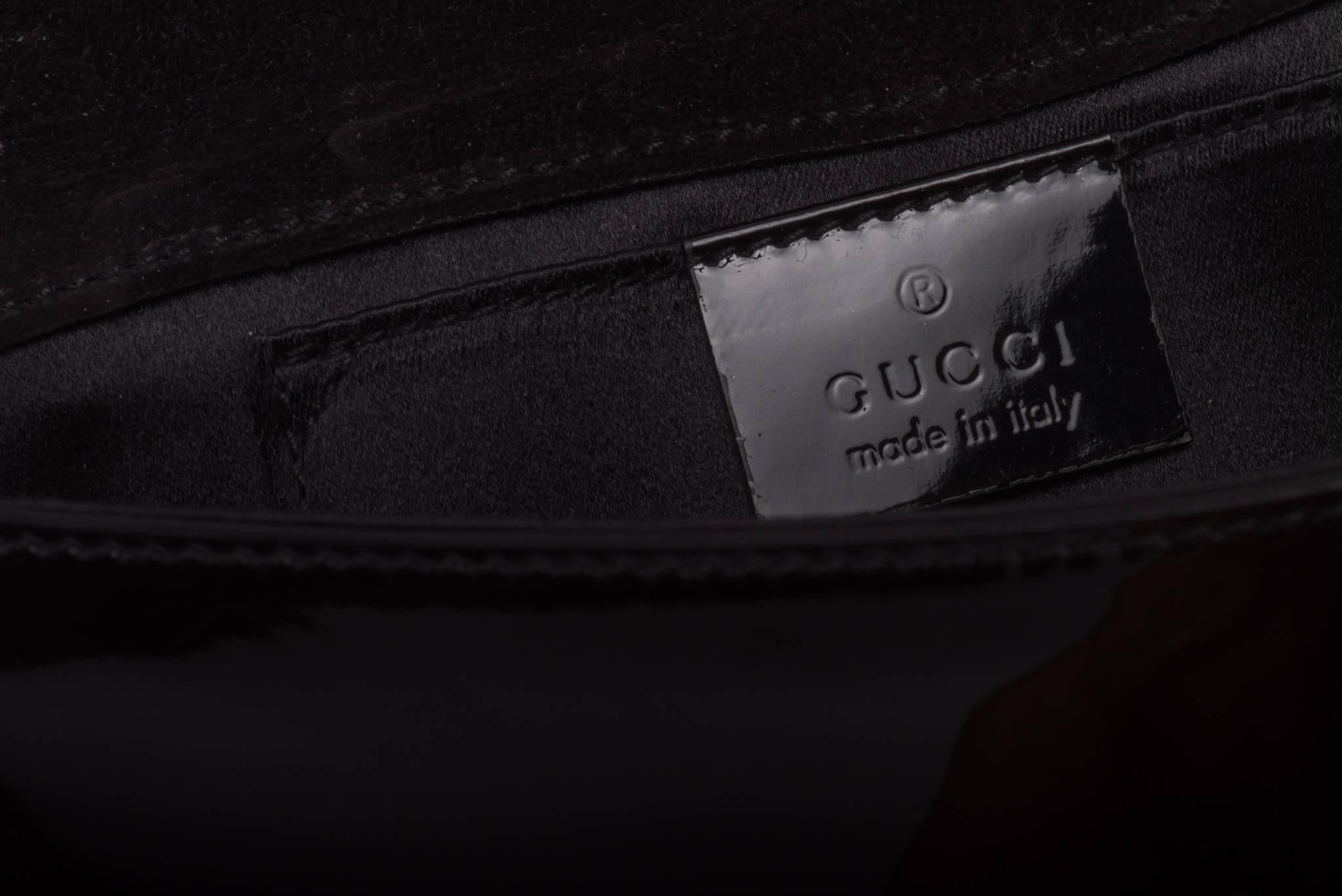 New Gucci Black Patent Jewel Clutch 2