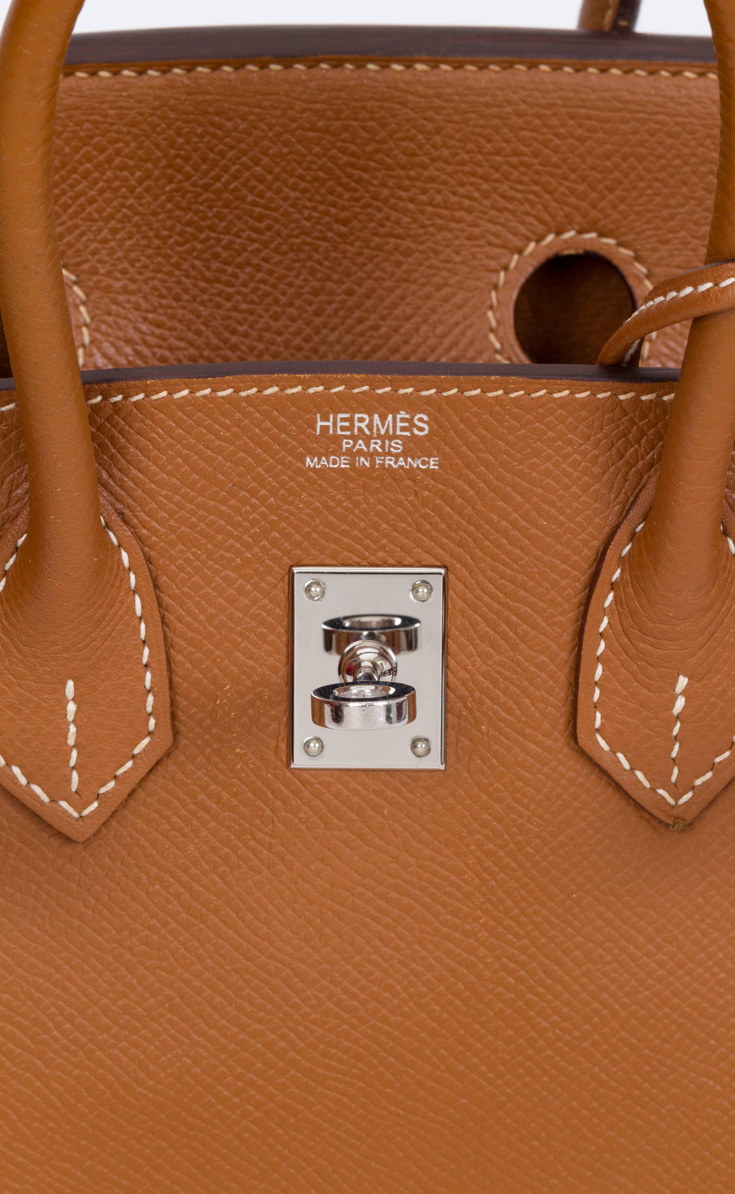 Hermes Birkin 25 CM Gold Epsom Palladium Bag In Excellent Condition In West Hollywood, CA