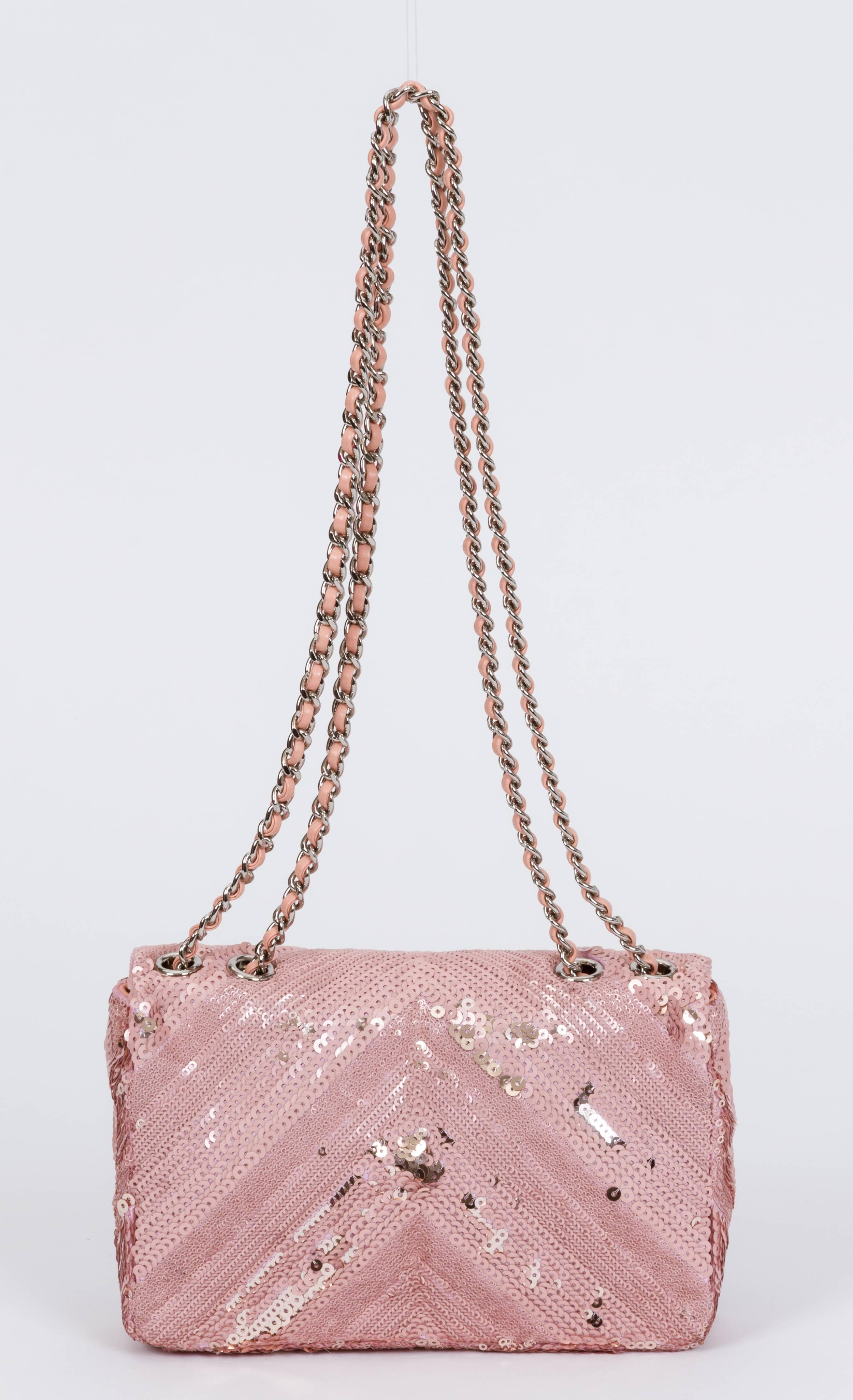 chanel pink sequin bag