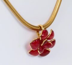 Chanel Berry Gripoix Camellia Choker Necklace