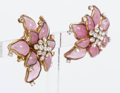 Rare Chanel Rare Pink Gripoix 1970's Flower Earrings