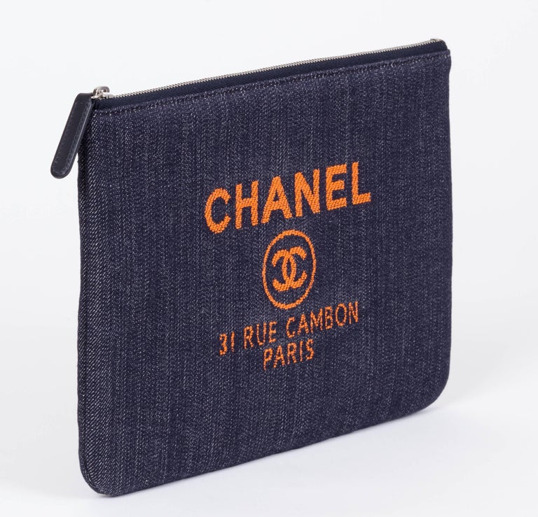 Chanel Medium Denim Zipped Clutch at 1stDibs chanel denim clutch