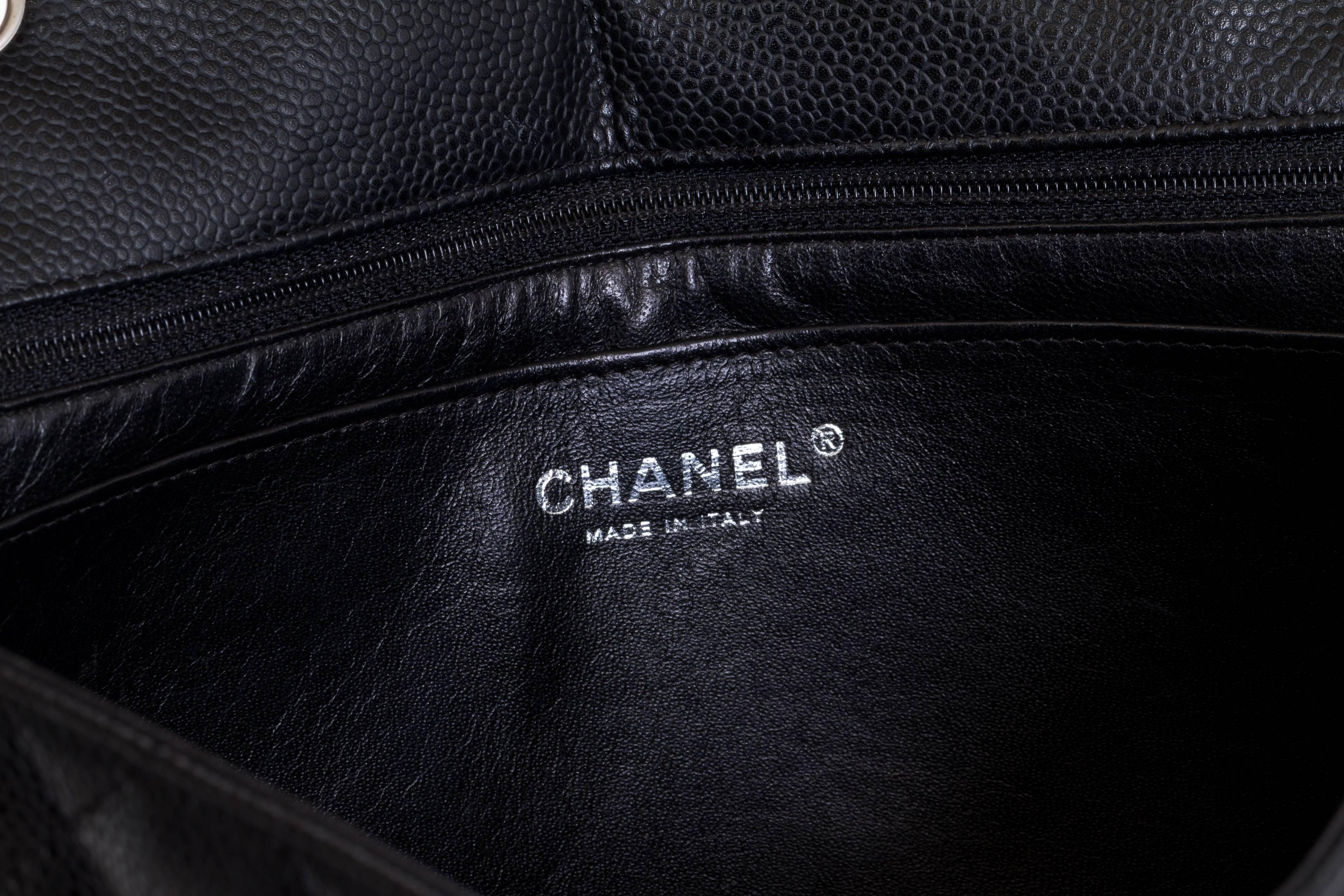 Chanel Black Caviar Jumbo Single Flap 1