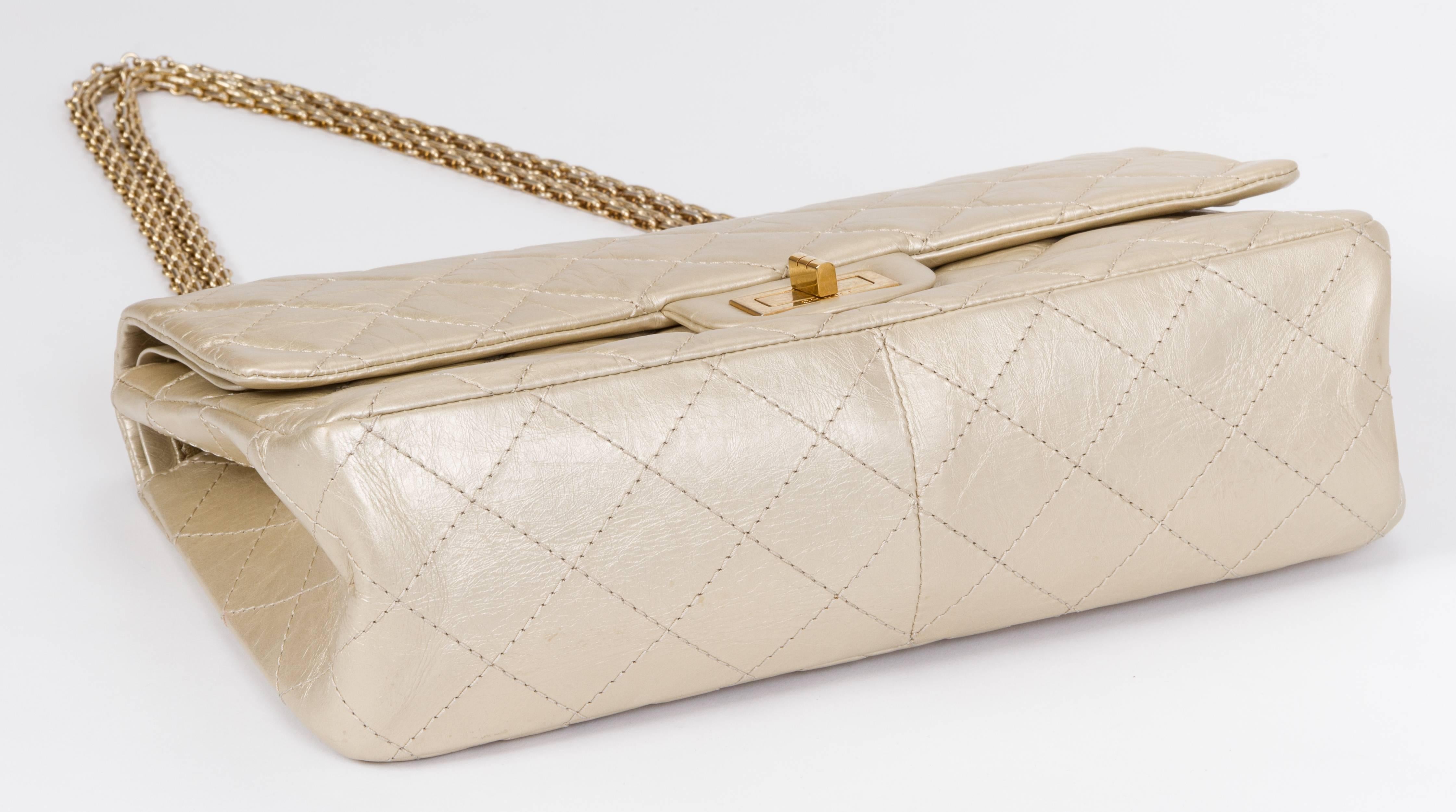 Women's Chanel Gold Distressed Jumbo Reissue Bag