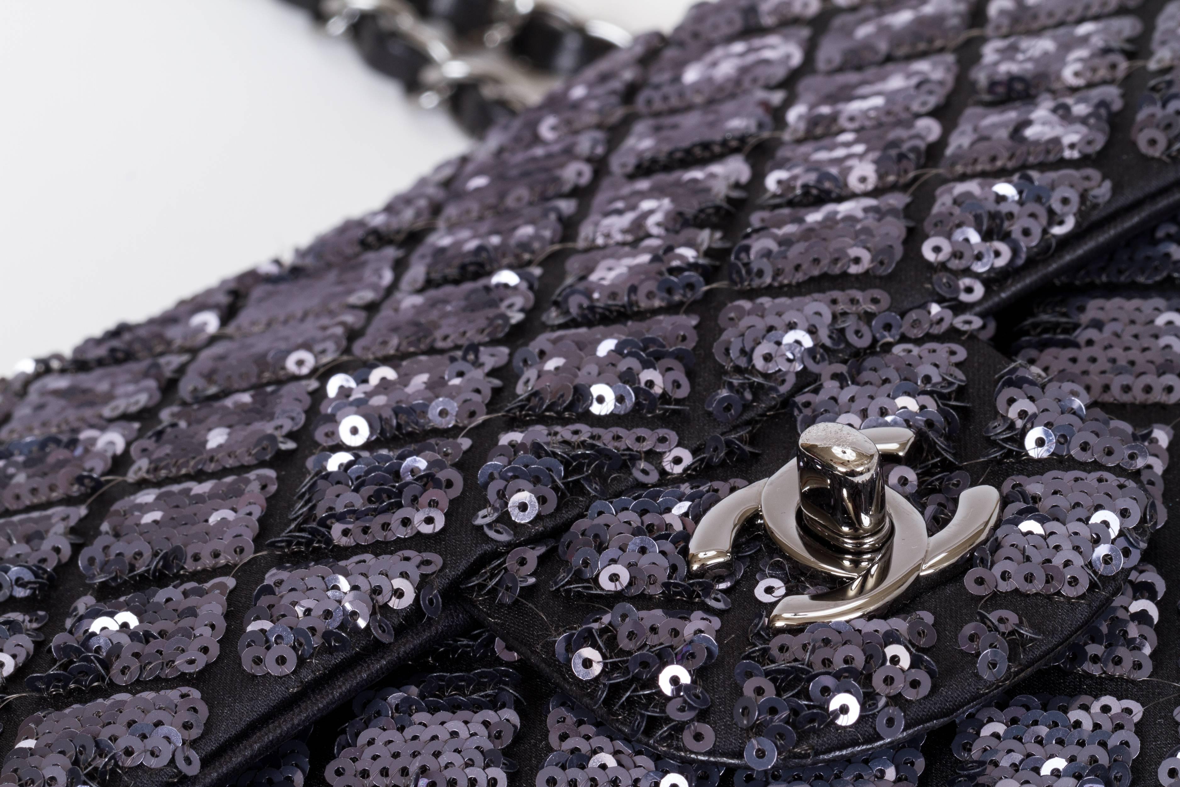 Chanel Black & Grey Sequins Flap Bag 1