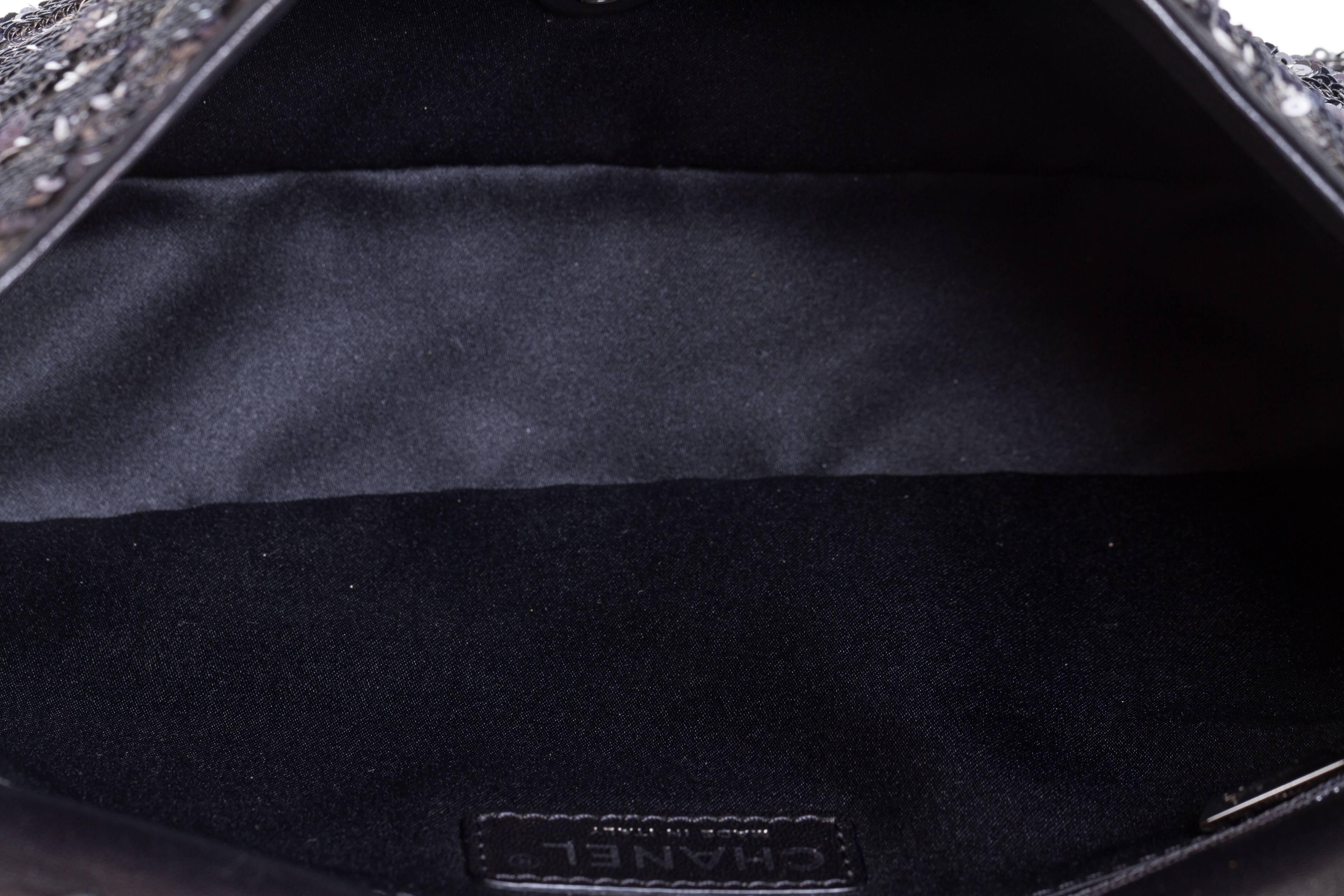 Chanel Black & Grey Sequins Flap Bag 4