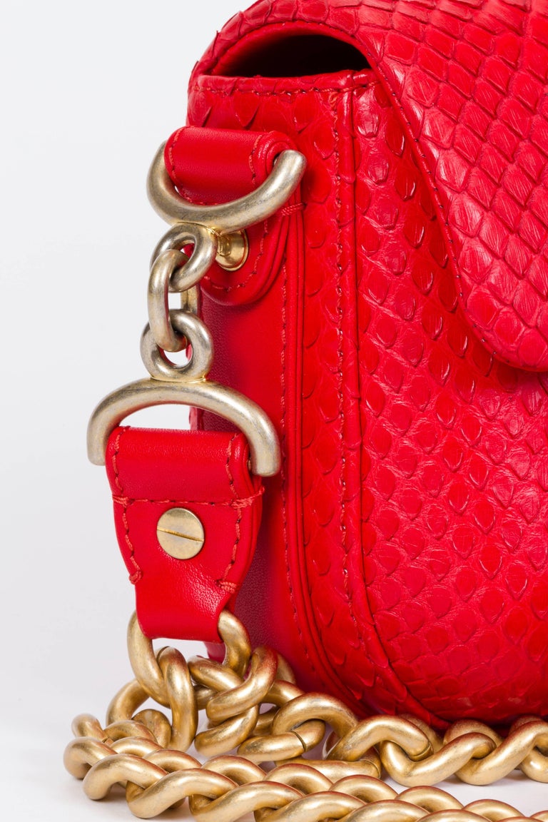 Red Chanel Python New Chanel Red and Gold Python Cross Body at 1stDibs