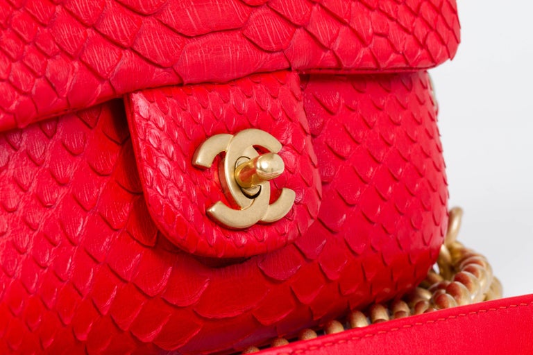 Red Chanel Python New Chanel Red and Gold Python Cross Body at 1stDibs
