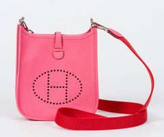 New Hermes Mini Evelyne Rose Azalee/Pivoine Bag