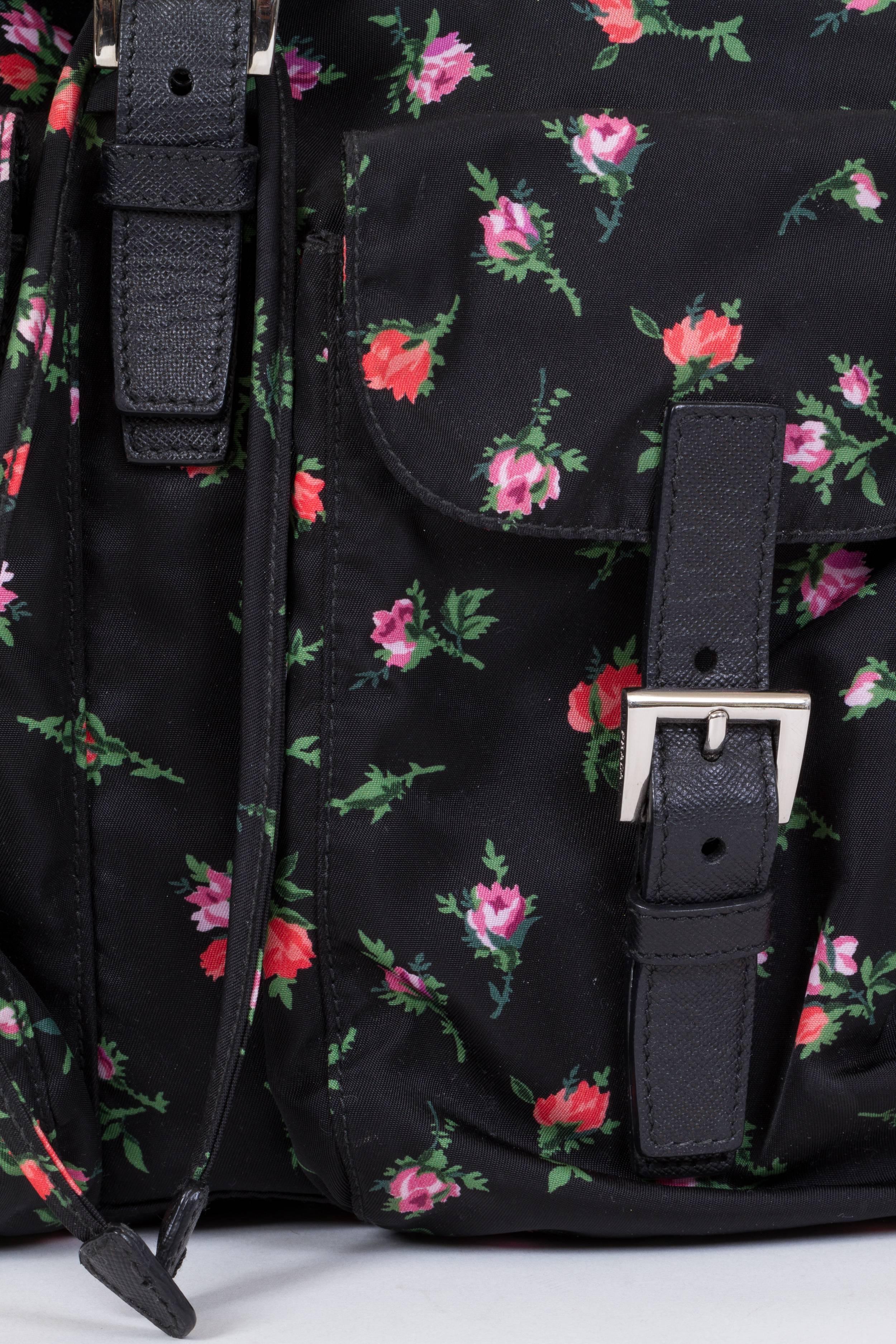 Prada Black Nylon Rosetted Backpack 1