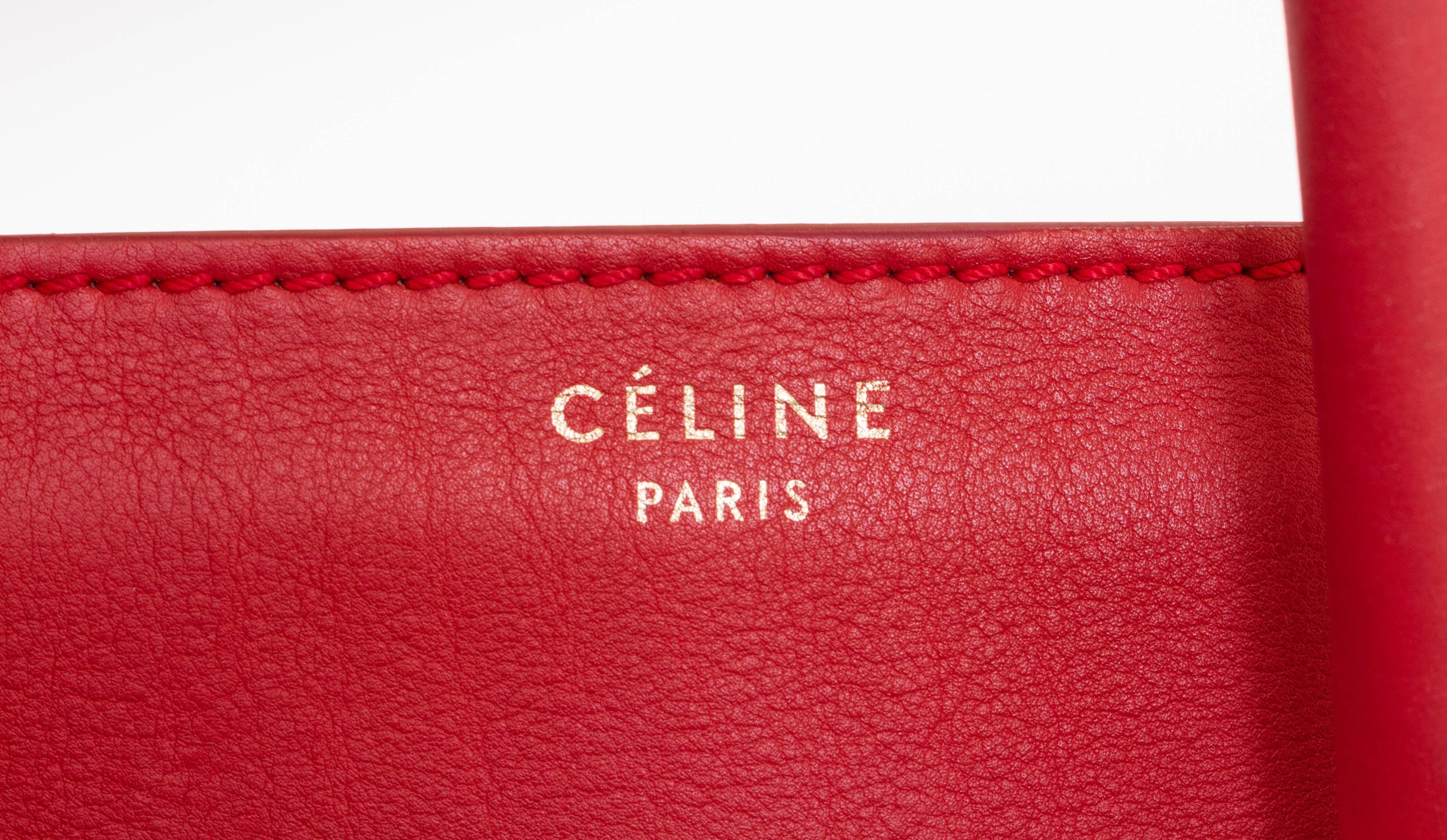 Celine Red Leather Mini Luggage Bag In Good Condition In West Hollywood, CA