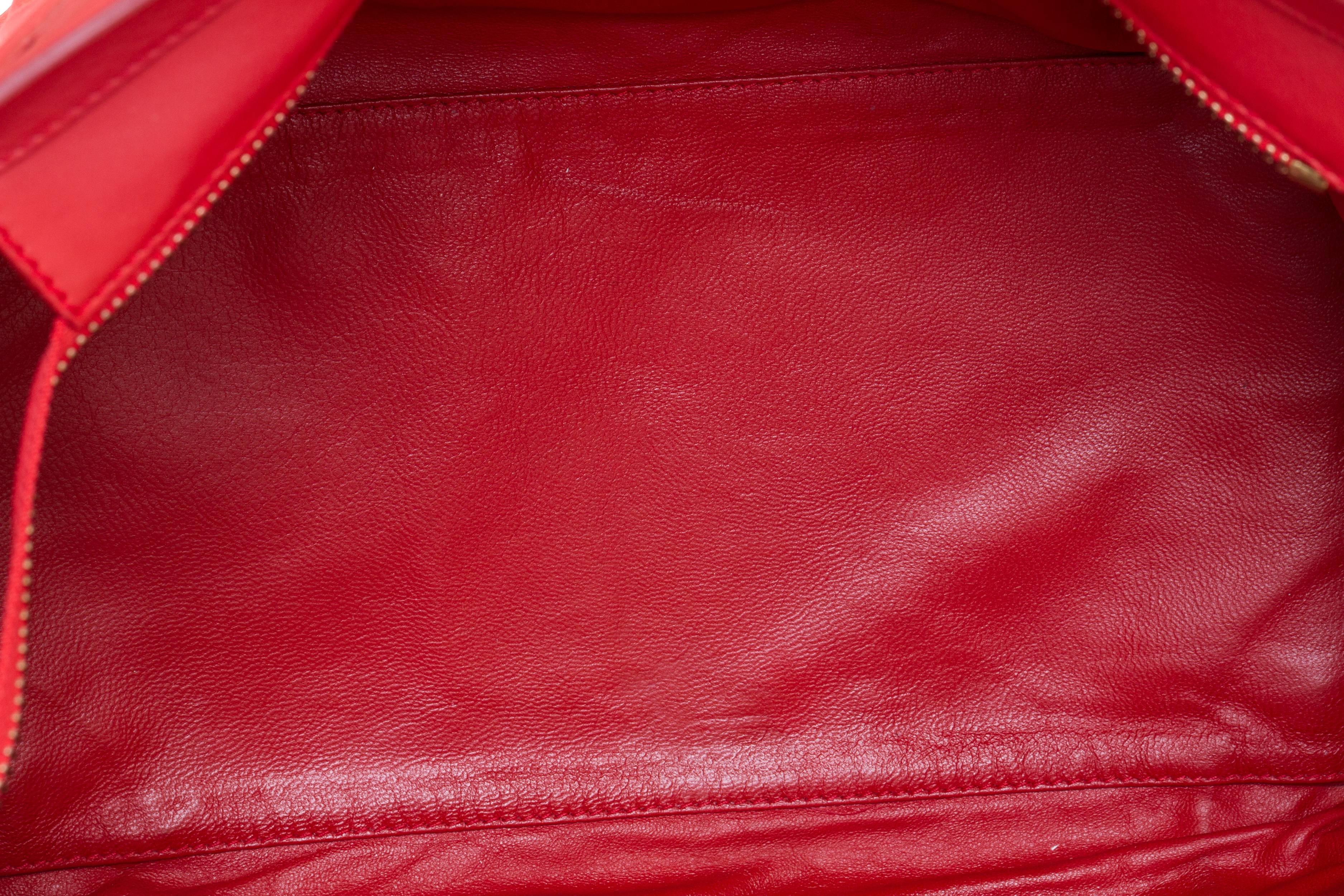 Women's Celine Red Leather Mini Luggage Bag