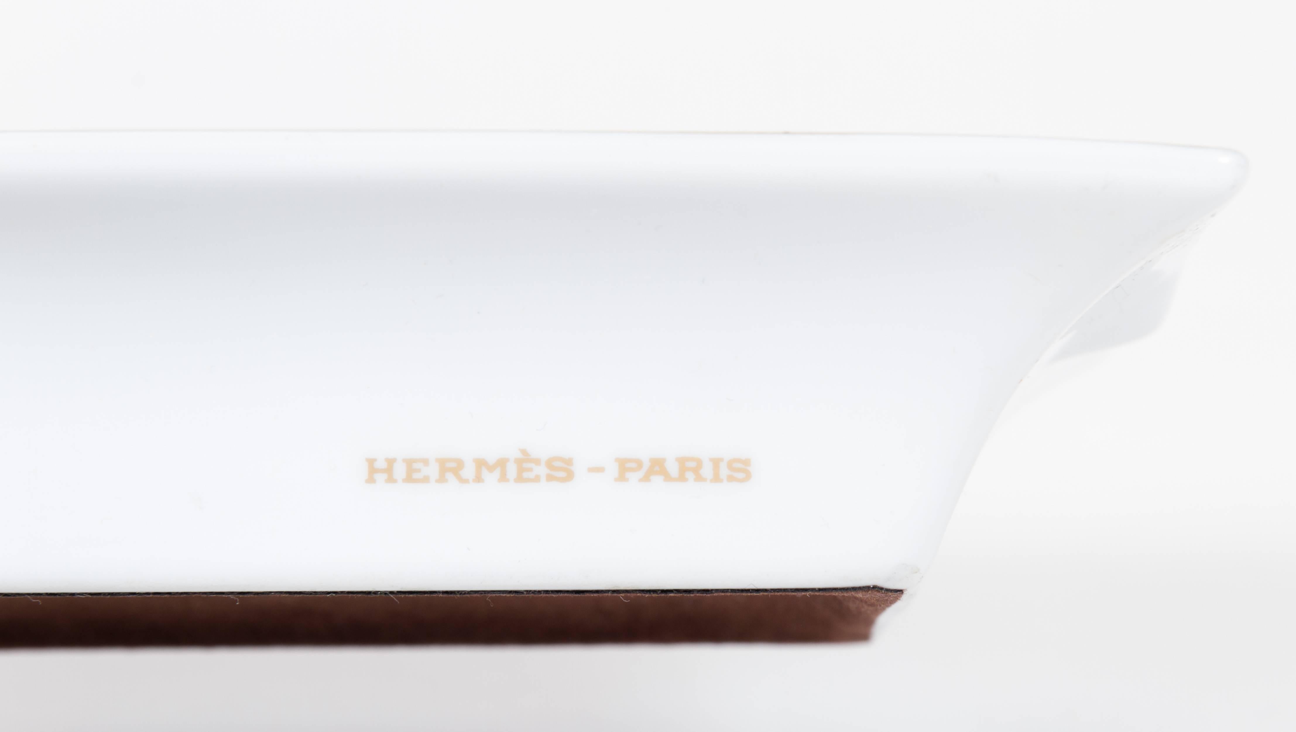 Hermes Gold Horse Porcelain Ashtray In Excellent Condition In West Hollywood, CA
