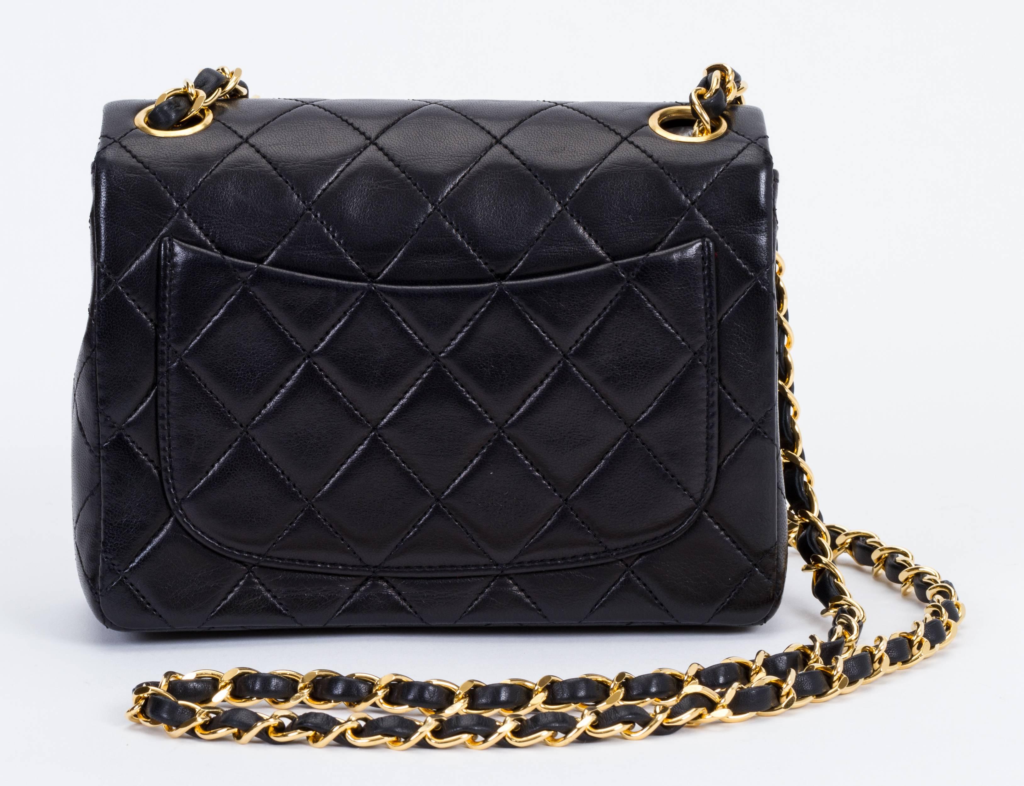 Chanel Black Gold Mini Classic Flap Bag In Good Condition In West Hollywood, CA