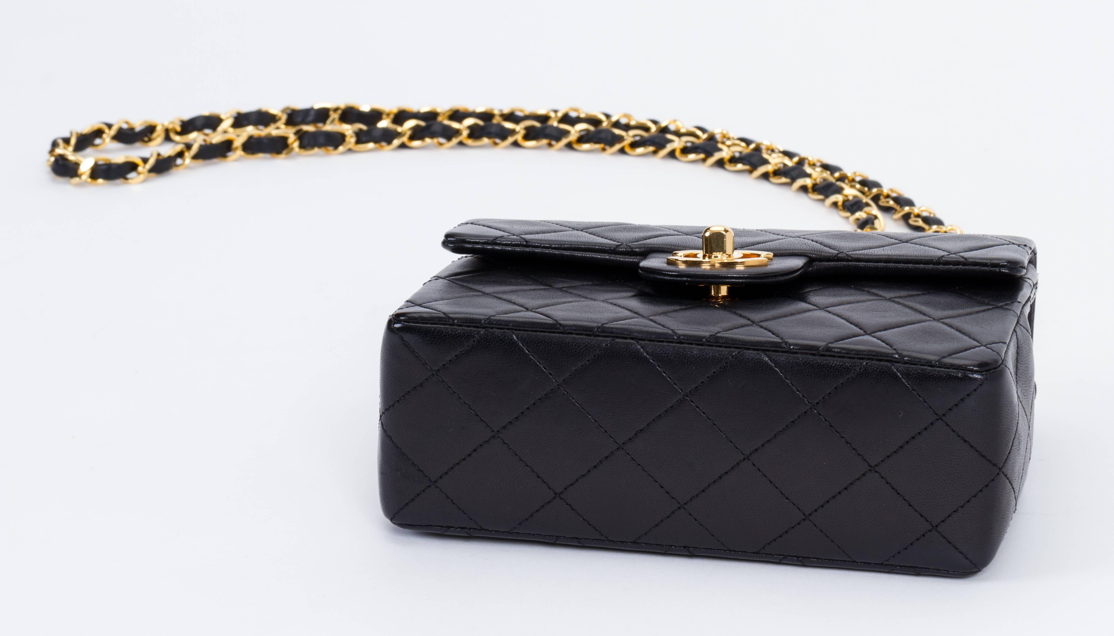 Women's or Men's Chanel Black Gold Mini Classic Flap Bag