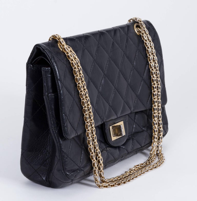 Chanel Black Reissue Gold Jumbo Flap Bag For Sale at 1stdibs