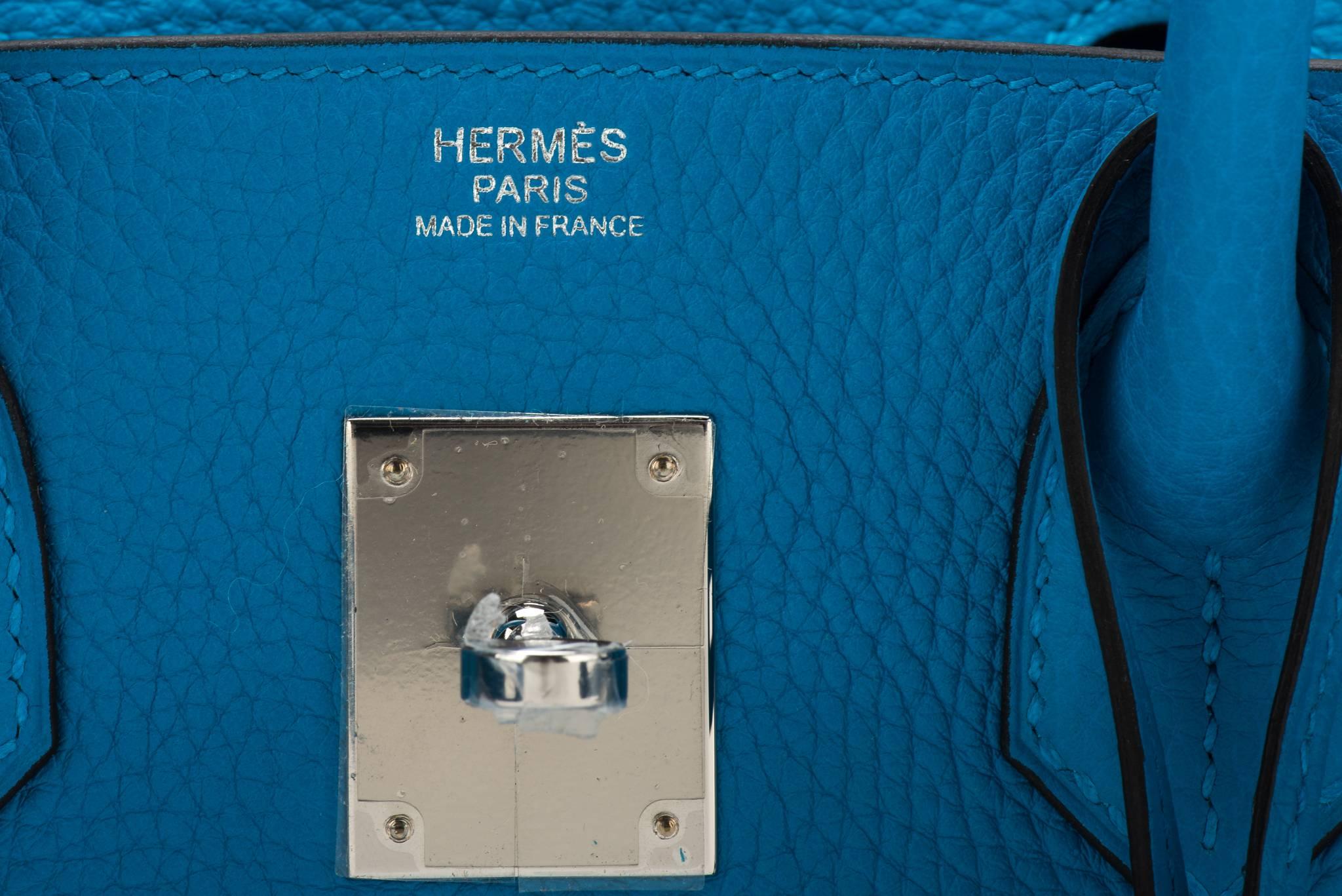 New Hermes Birkin 30 Blue Zanzibar Togo Bag In New Condition In West Hollywood, CA