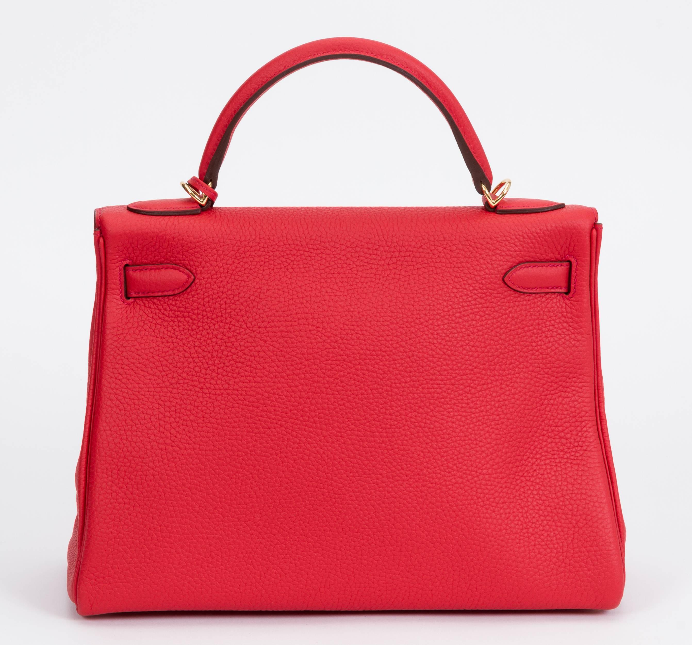 Red NEW in Box Hermès 32cm Rouge Tomate Kelly Bag 