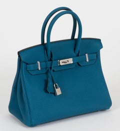 Nouveau Hermès 30cm Blue Togo Birkin Bag