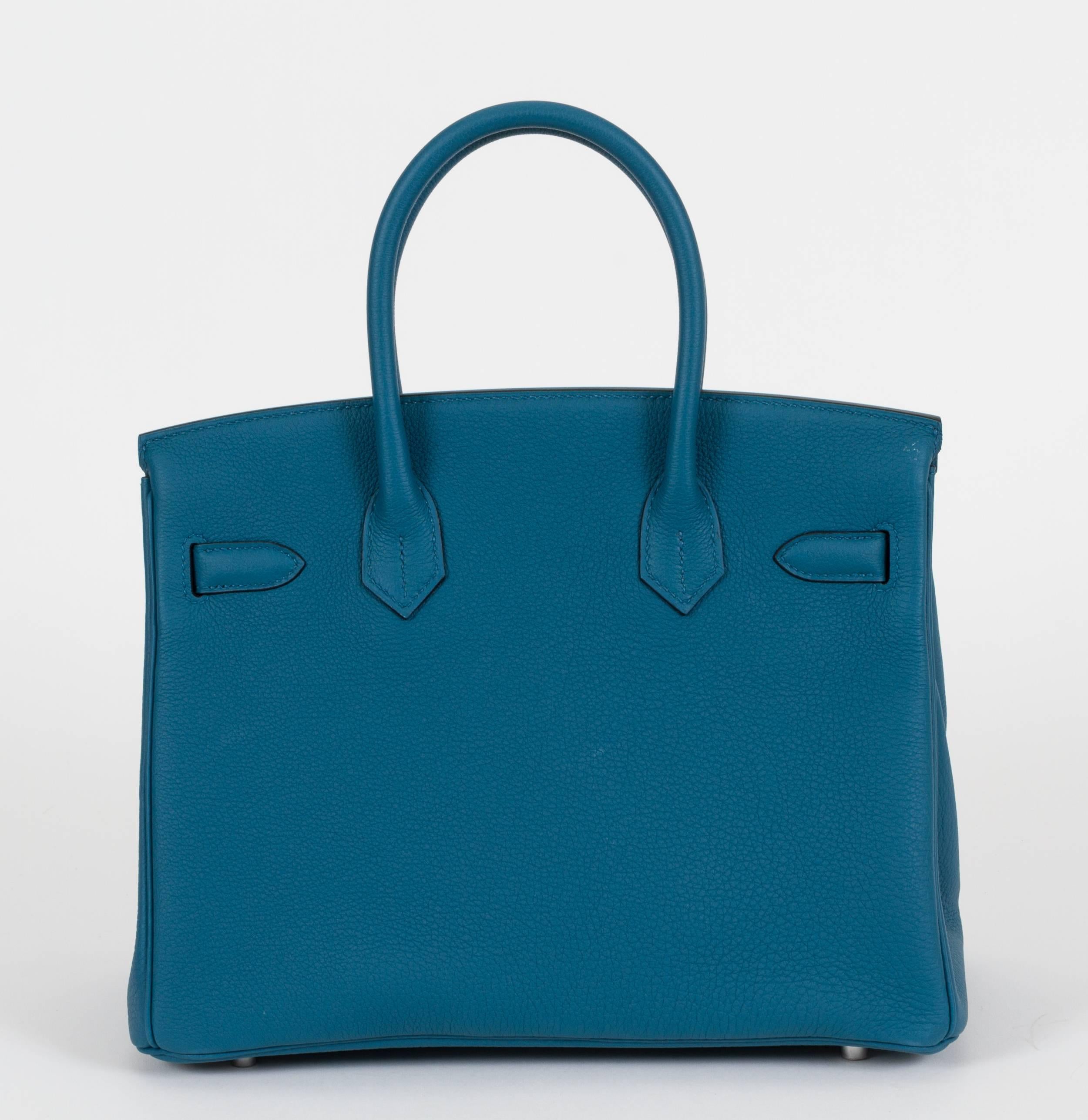 Neu Hermès 30cm Blau Togo Birkin Tasche im Zustand „Neu“ in West Hollywood, CA