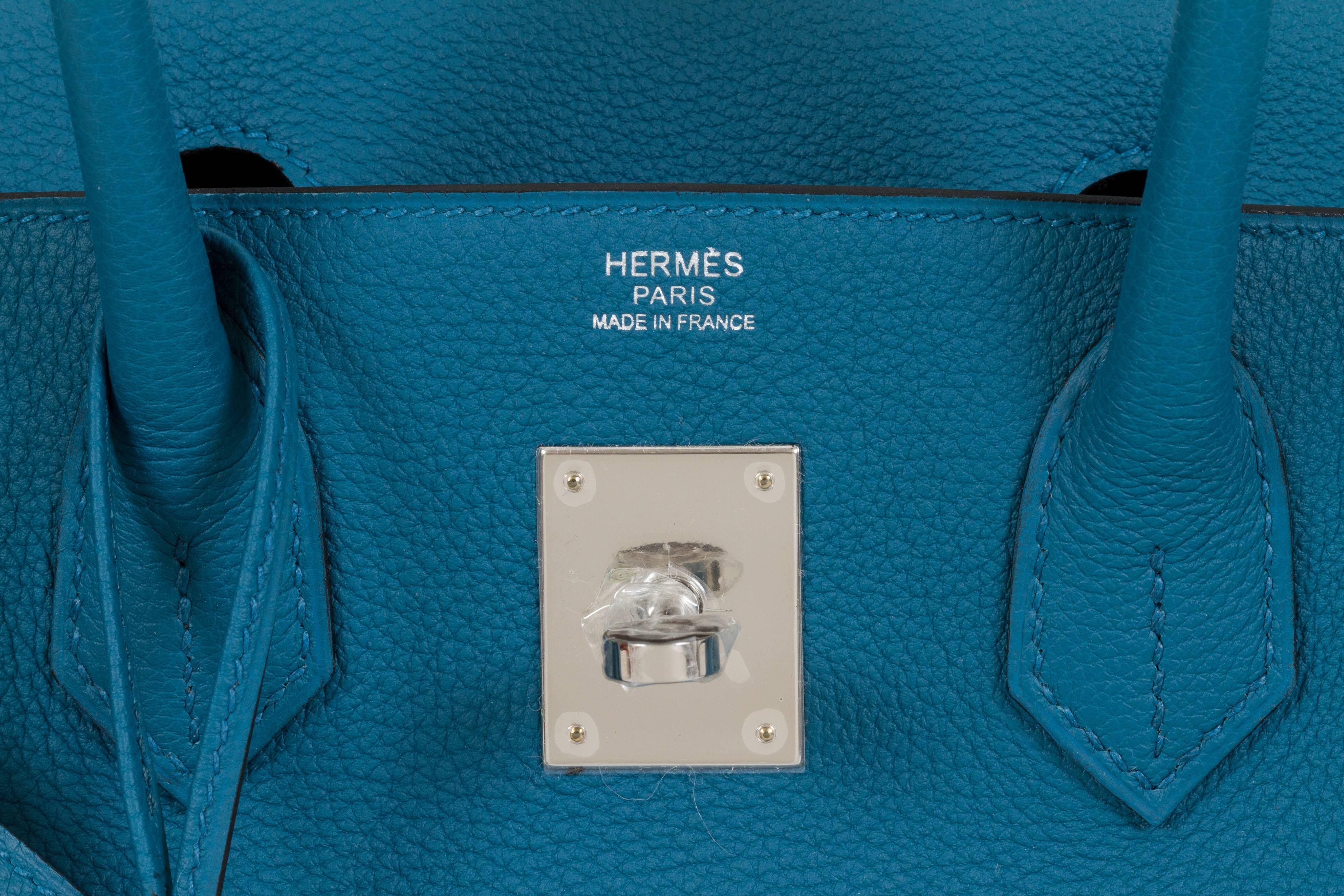 Neu Hermès 30cm Blau Togo Birkin Tasche 3