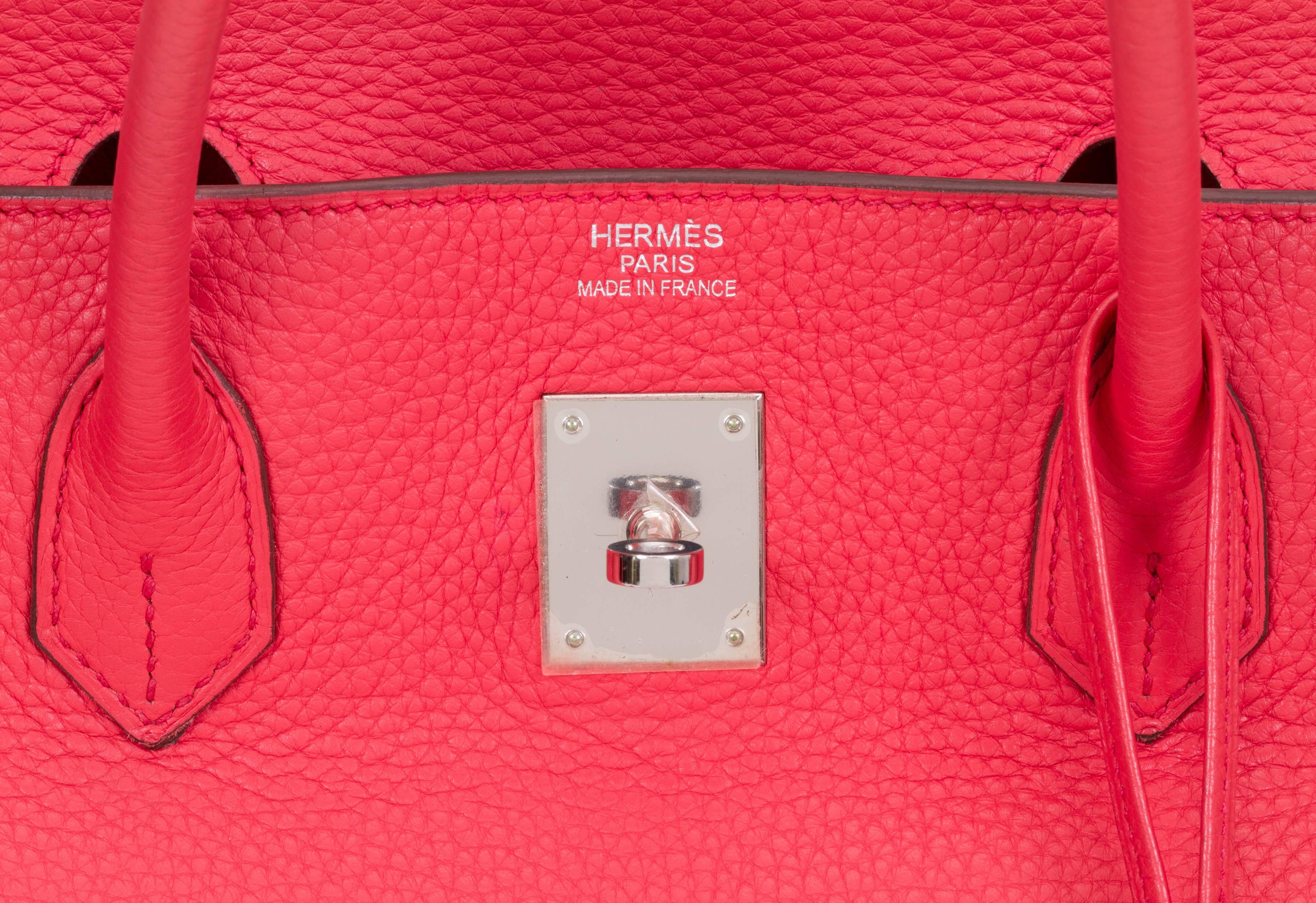 Red Hermès Rose Jaipur 40cm Birkin Bag