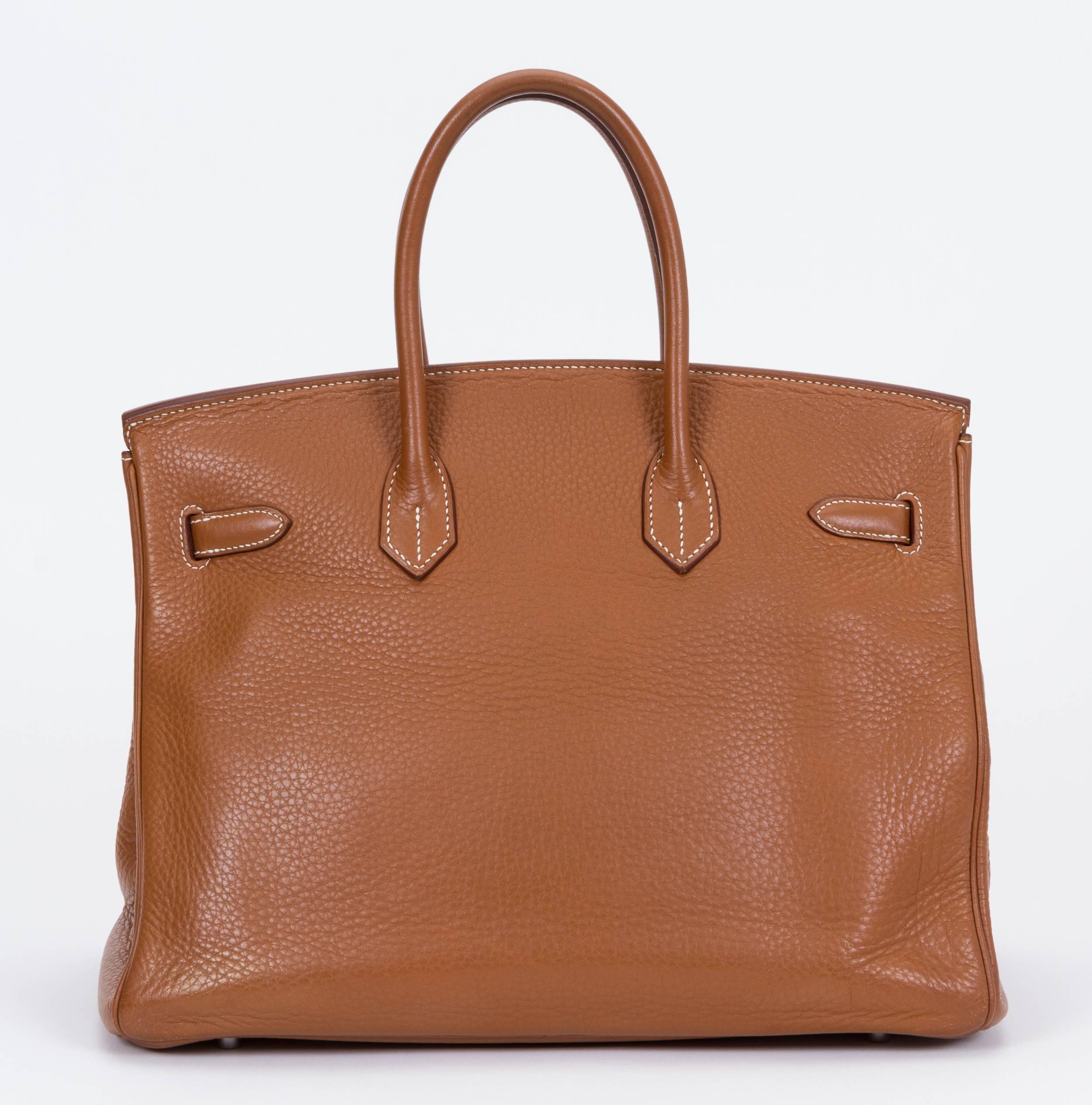 Brown Hermès Gold Clemence 35cm Birkin Bag