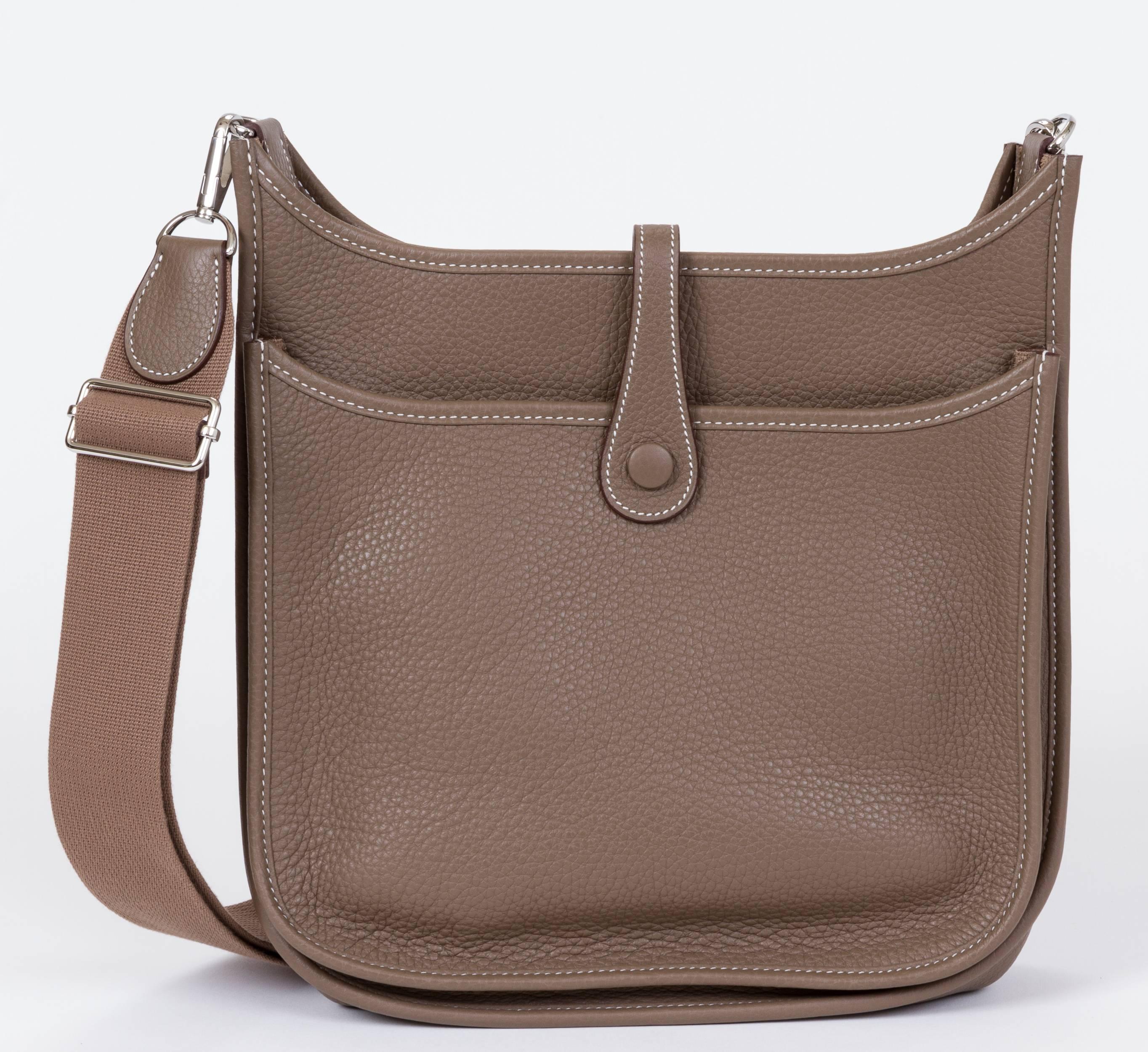 Brown New Hermes Evelyne Etoupe Palladium Bag