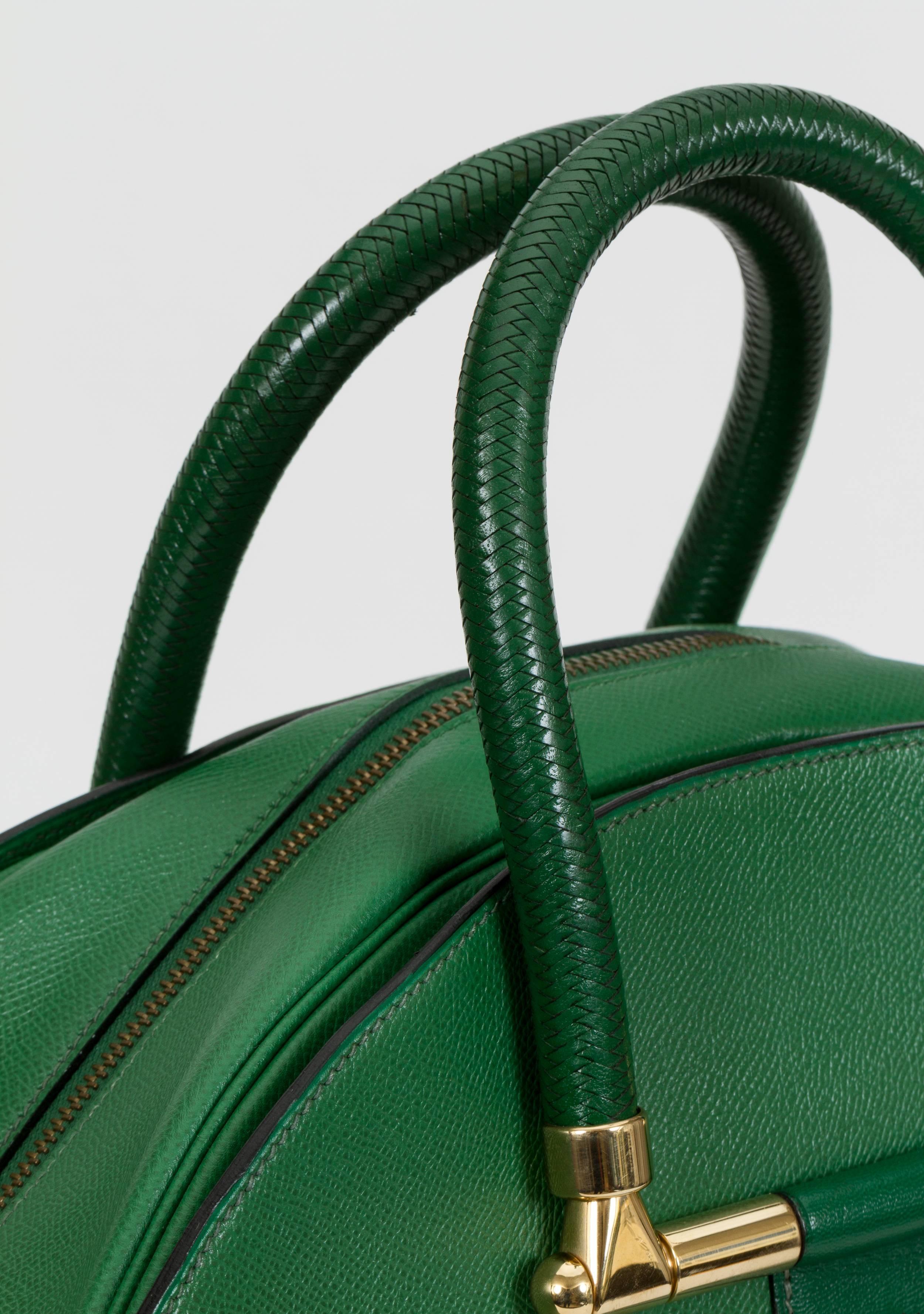Hermes Vintage Oversize Bengale Green Tote Travel Bag 2