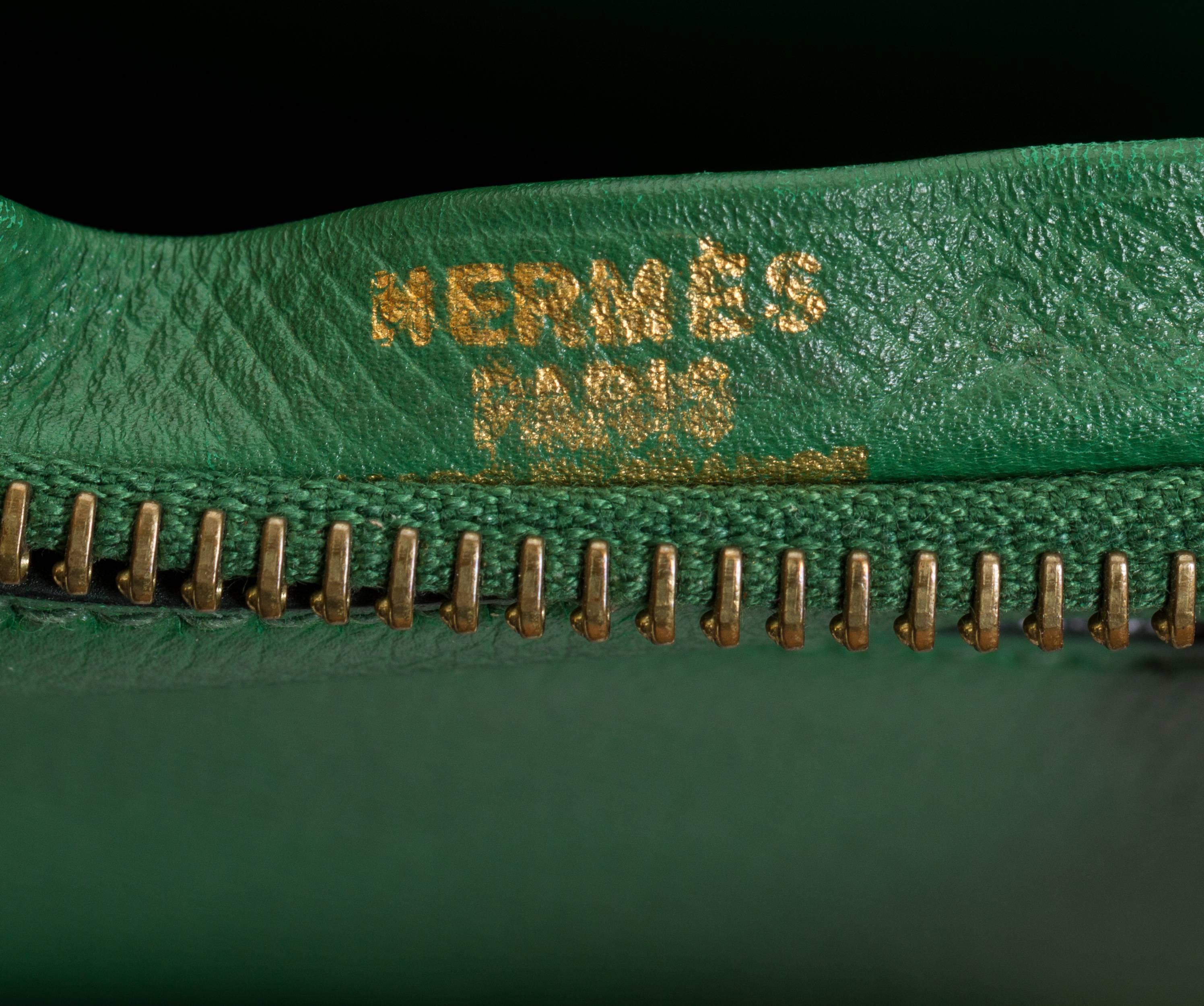 Hermes Vintage Oversize Bengale Green Tote Travel Bag 3